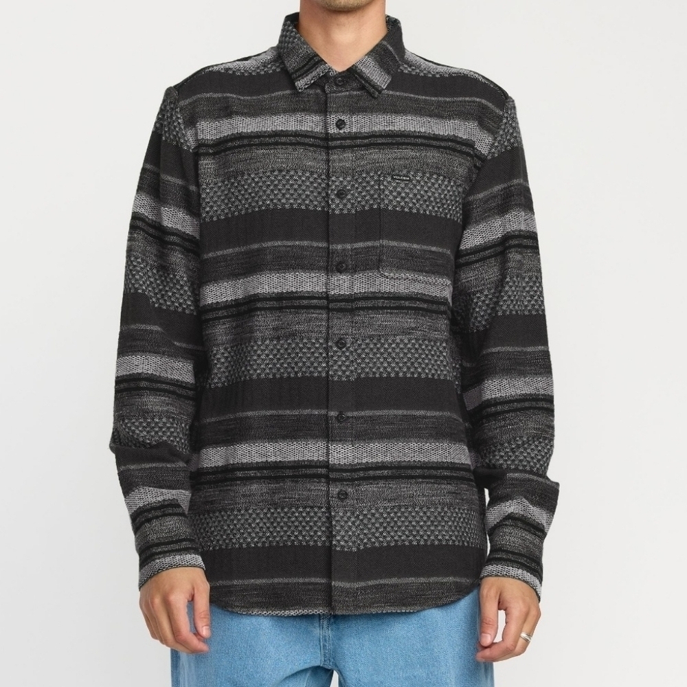 Volcom Confuzzled Classic Fit Long Sleeve Cotton Jacquard Pattern Shirt Size XL